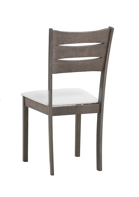 Marvoro 2-Piece Dining Chairs – Antique Grey Modern Finish Ladder Back Design with Cream Upholstered Cushion Seats for Elegant Dining Spaces