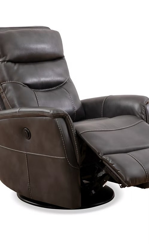 Nivello Power Recliner Chair with Swivel &amp; Glider Function, Zero Wallhugger Design, Soft Grey PU &amp; High-Density Foam Comfort