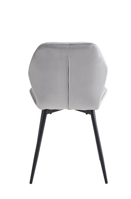 Élvare 6-Piece Modern Light Grey Velvet Dining Chair Set with Black Steel Legs