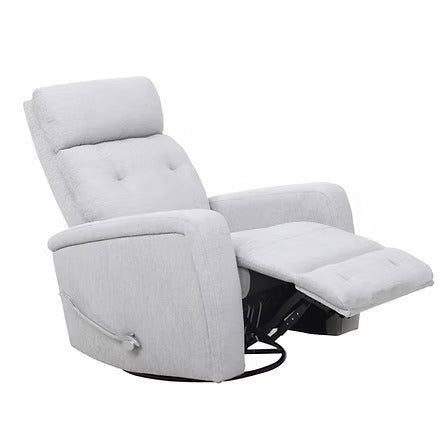 Uveron Recliner Chair with Side-Mounted Steel Pull Handle, Glider Rocking Mechanism & Soft Light Grey Fabric
