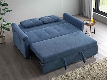 Morquessa Sofa Bed Sectional – Slate Blue Adjustable Backrest Sleeper Sofa with USB And USB-C Charging Station, Side Pocket Storage