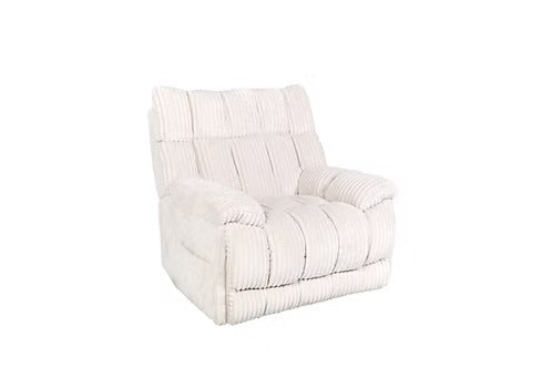 Morviano Dual Power Recliner Chair with Adjustable Lumbar Support, Manual Headrest Wings, Bluetooth Music System & Plush Cream Fabric Upholstery