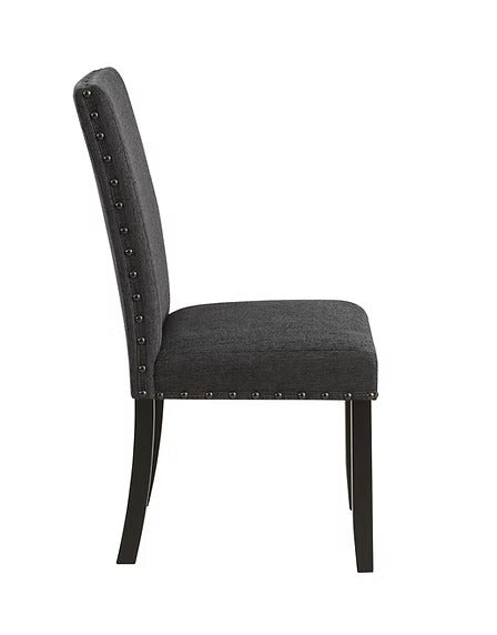 Ducharo 2-Piece Modern Soft Grey Fabric Dining Chair Set with Nailhead Trim
