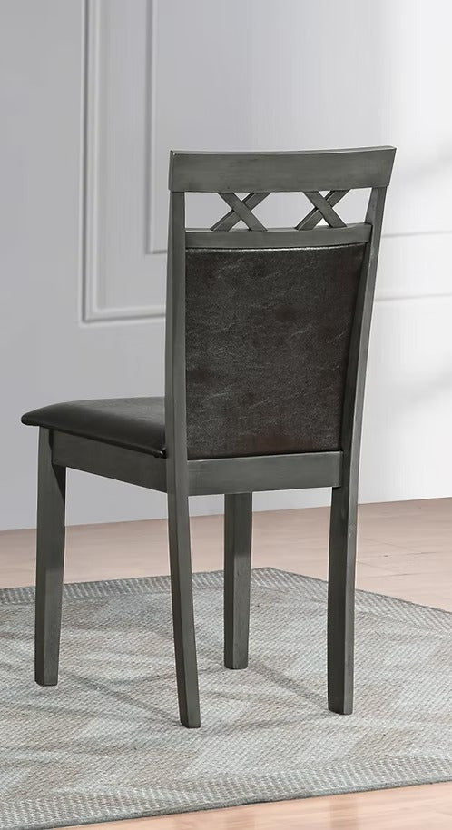 Arliano 2-Piece Dining Chairs – Antique Grey Contemporary Finish with Black PU Upholstered Cushion Seats for Modern Dining & Home Interiors