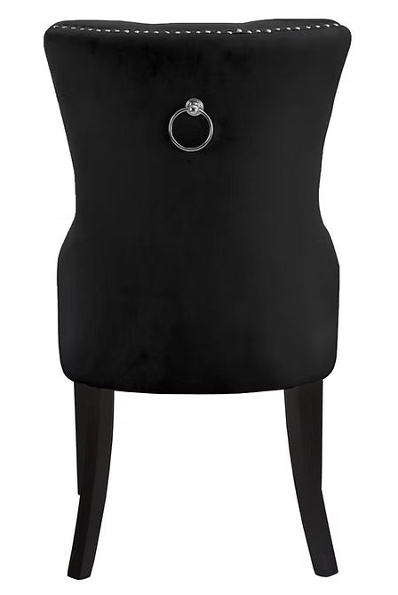 Marvexo 2-Piece Dining Chairs – Black Velvet Upholstered Chairs with Elegant Nail Head Details for Luxury Dining & Modern Interiors