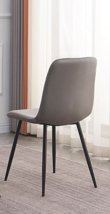 Jovaire 6-Piece Modern Soft Grey Velvet Dining Chair Set with Black Steel Legs