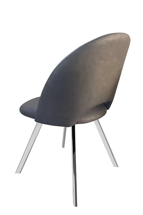 Belmontra 2-Piece Modern Soft Grey PU Dining Chair Set with Stainless Steel Legs