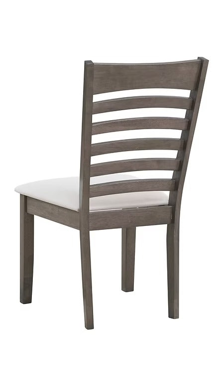Sylvoro 2-Piece Dining Chairs – Antique Grey Modern Finish Ladder Back Design with Cream Upholstered Cushion Fabric Seats for Elegant Dining Spaces