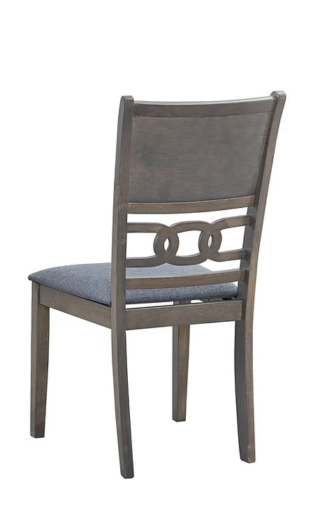 Velmoro 2-Piece Dining Chairs – Antique Grey Modern Finish Ladder Back Design with Dark Grey Fabric Upholstered Cushion Seats for Elegant Dining Spaces