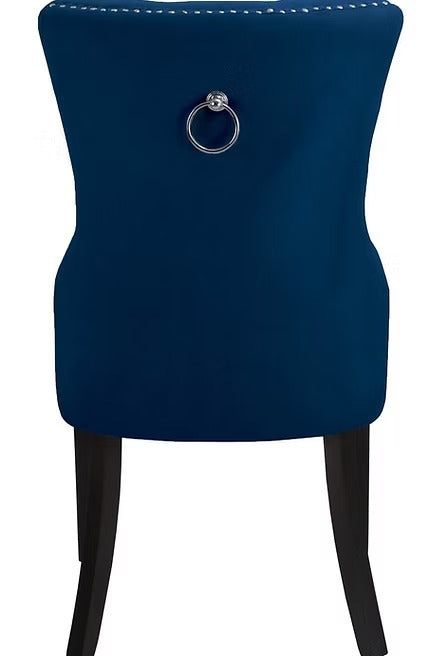 Marvexo 2-Piece Dining Chairs – Navy Blue Velvet Upholstered Chairs with Elegant Nail Head Details for Luxury Dining & Modern Interiors