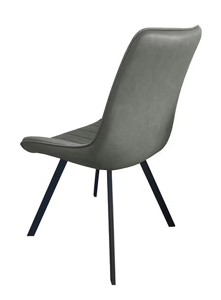 Cavellier 2-Piece Modern Soft Grey PU Dining Chair Set with Black Steel Legs