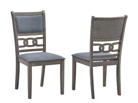 Marenzo 7-Piece Dining Set – Antique Grey Modern Finish Rectangular Table with Fabric Chairs