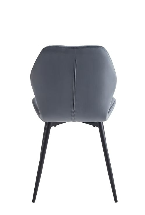 Élvare 6-Piece Modern Dark Grey Velvet Dining Chair Set with Black Steel Legs