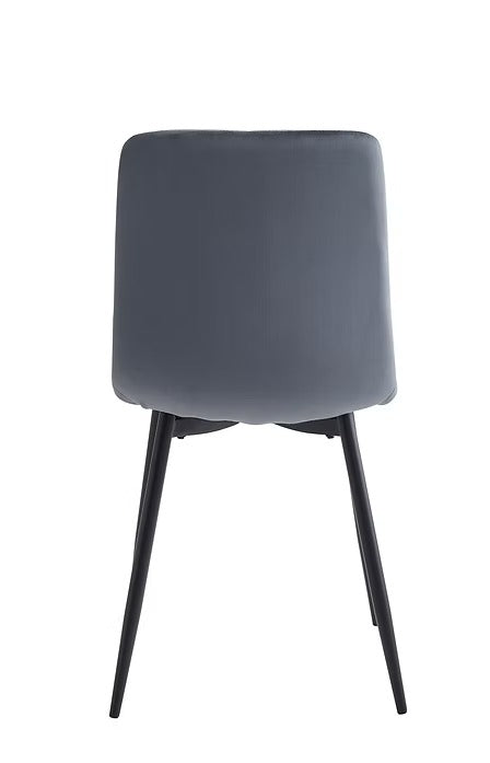 Noirvelle 6-Piece Modern Dining Chair Set in Dark Grey Velvet with Black Steel Legs, Contemporary Minimalist Design