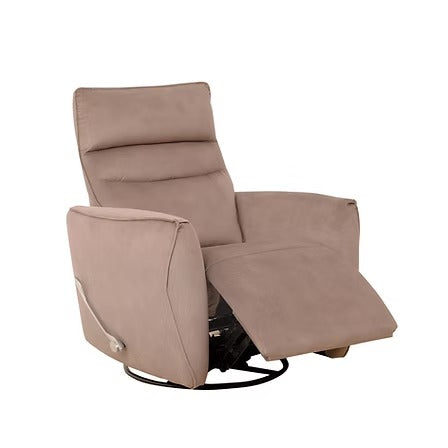 Valmire Recliner Chair with Side-Mounted Steel Pull Handle, Glider Rocking Mechanism & Soft Warm Light Taupe Fabric