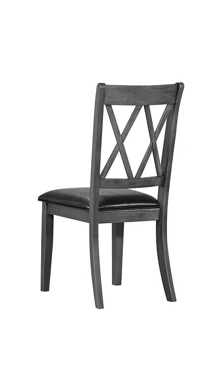 Lunviro 2-Piece Dining Chairs – Antique Grey Contemporary Finish with PU Upholstered Cushion Seats for Elegant Dining Spaces