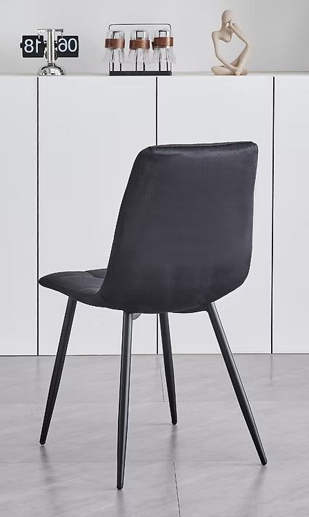 Montvire 4-Piece Modern Black Velvet Dining Chair Set with Cross Stitching Design & Black Steel Legs