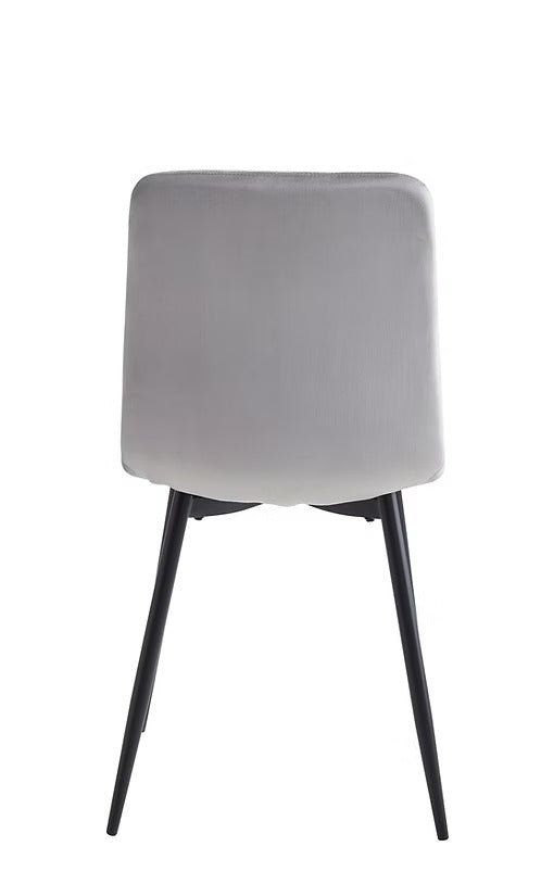 Noirvelle 6-Piece Modern Dining Chair Set in Light Grey Velvet with Black Steel Legs, Contemporary Minimalist Design