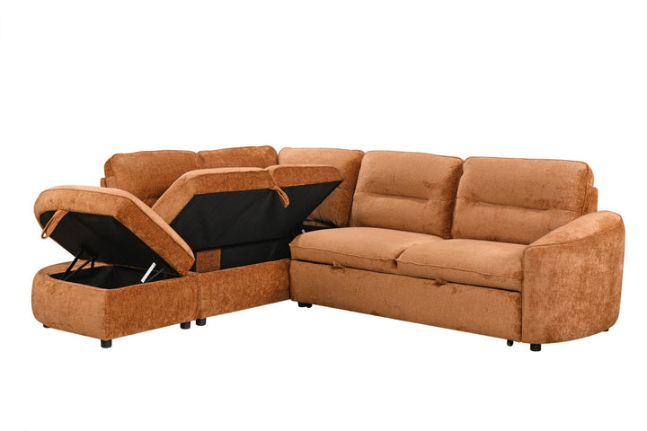 Cedarwick Sectional Sleeper Sofa Bed with Pull-Out Bed, Hidden Storage and Premium Velvet Upholstery