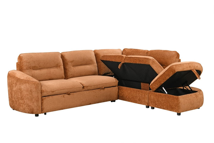 Cedarwick Sectional Sleeper Sofa Bed with Pull-Out Bed, Hidden Storage and Premium Velvet Upholstery
