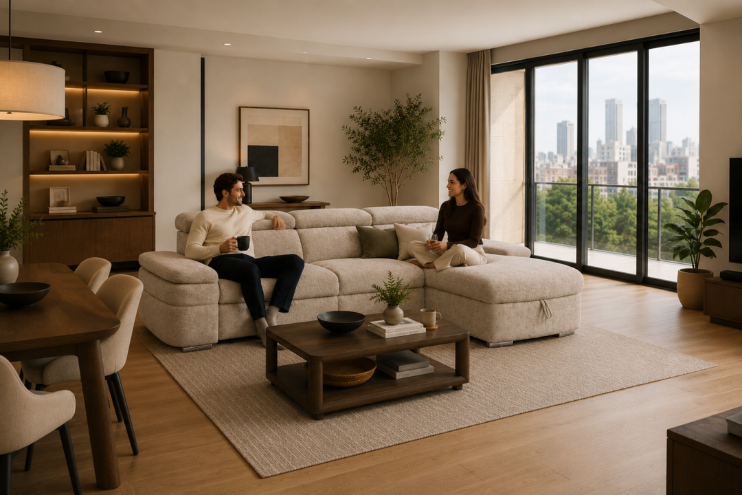 Ashbourne Sectional Sleeper Sofa with Pull-Out Bed, Storage Chaise and Premium Fabric Upholstery