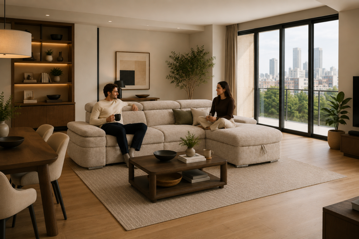 Ashbourne Sectional Sleeper Sofa with Pull-Out Bed, Storage Chaise and Premium Fabric Upholstery