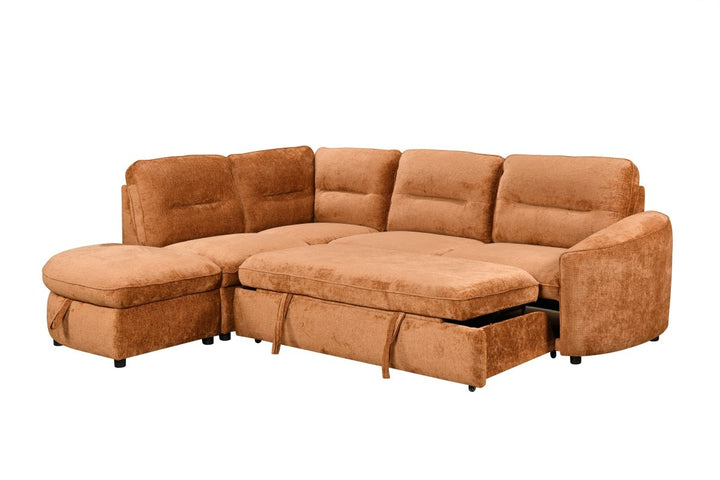 Cedarwick Sectional Sleeper Sofa Bed with Pull-Out Bed, Hidden Storage and Premium Velvet Upholstery