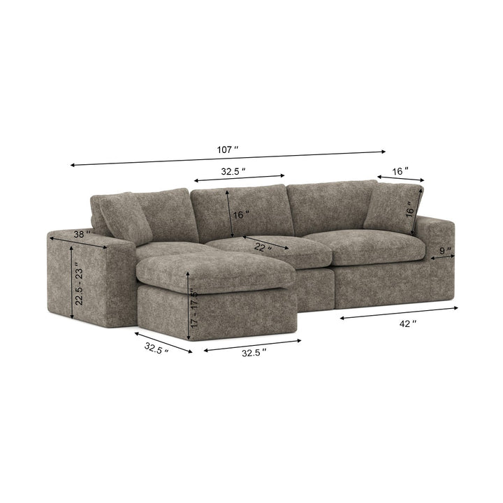 Elysian Sectional Sofa – Modern Luxury L Shape Design with Floating Ottoman, High Density Comfort Seating and Premium Fabric Upholstery