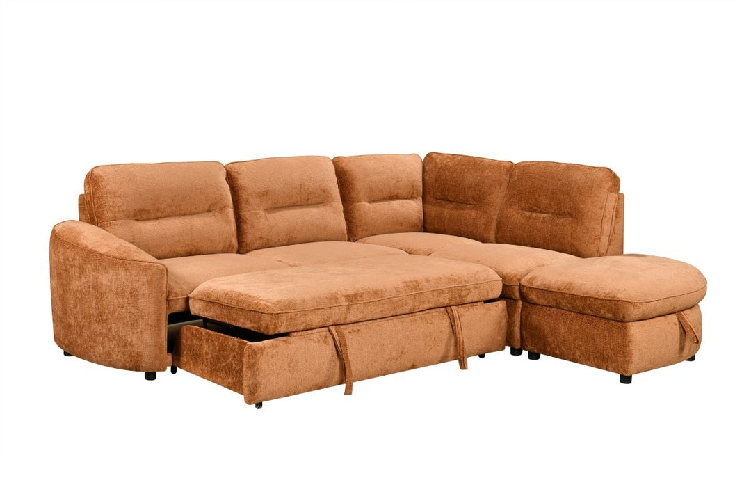 Cedarwick Sectional Sleeper Sofa Bed with Pull-Out Bed, Hidden Storage and Premium Velvet Upholstery