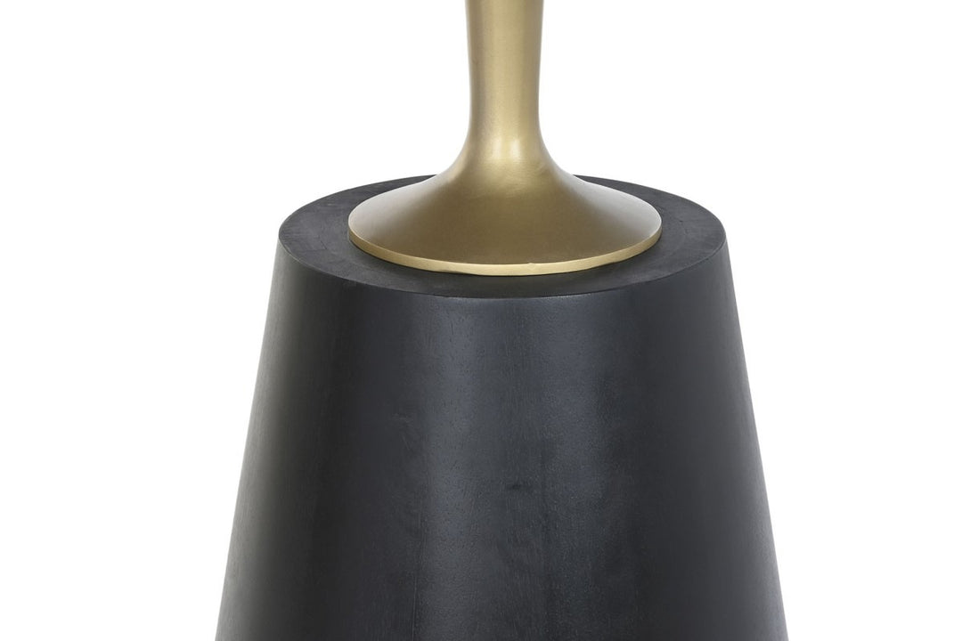 Vetrina Solid Wood Round Dining Table with Gold-Finished Metal Accents
