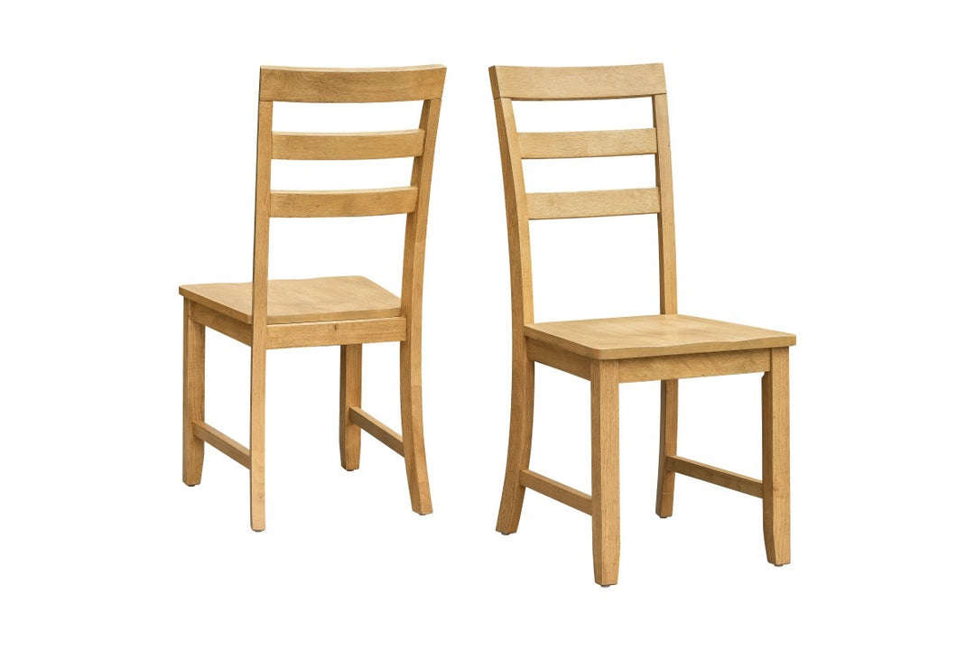 Thalorin 5-Piece Wooden Drop-Leaf Dining Set – Round Solid Rubberwood Table with 4 Ladder-Back Chairs | Oak Finish Space-Saving Dining Set