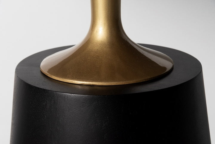 Vetrina Solid Wood Round Dining Table with Gold-Finished Metal Accents