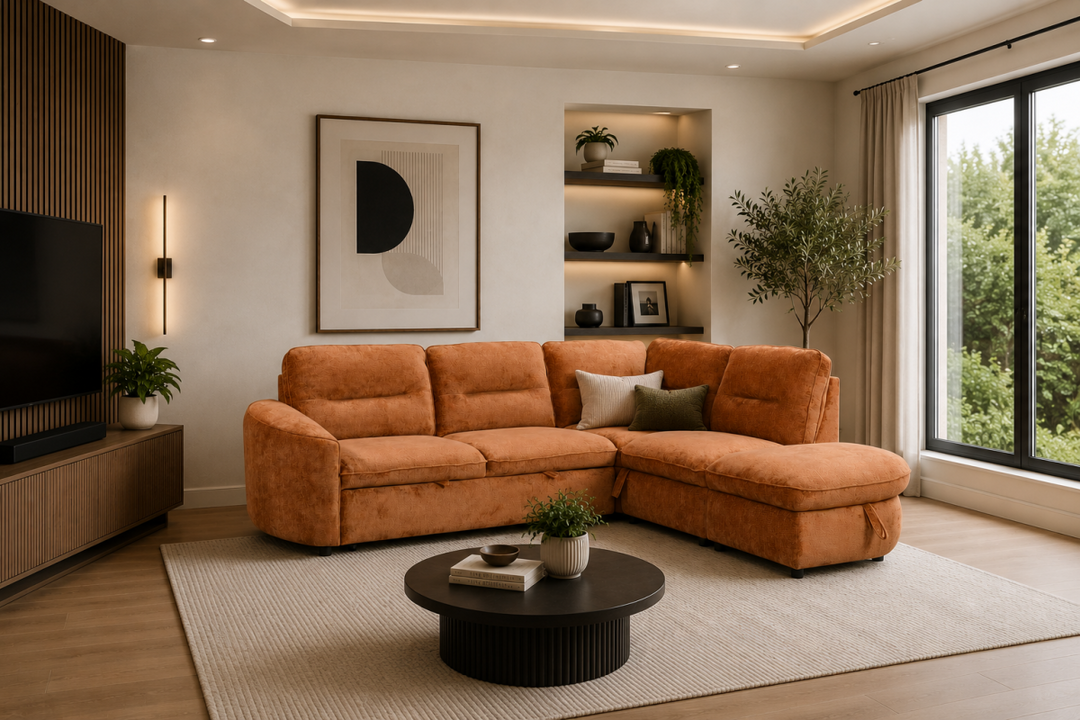 Cedarwick Sectional Sleeper Sofa Bed with Pull-Out Bed, Hidden Storage and Premium Velvet Upholstery
