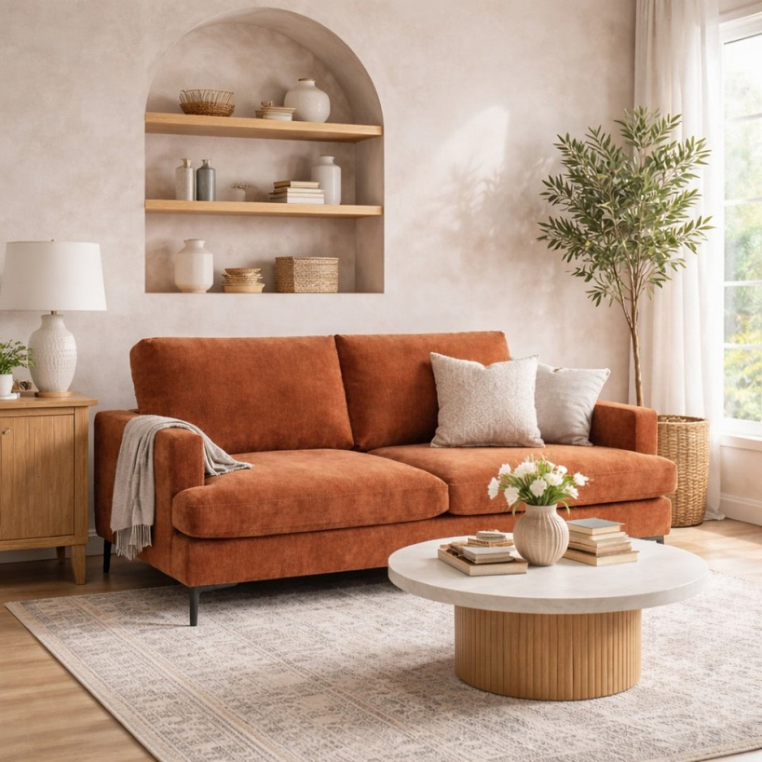 Zenvora Modern Upholstered 3-Seater Sofa with Pocket Spring Cushions, High-Resilience Foam And Metal Legs
