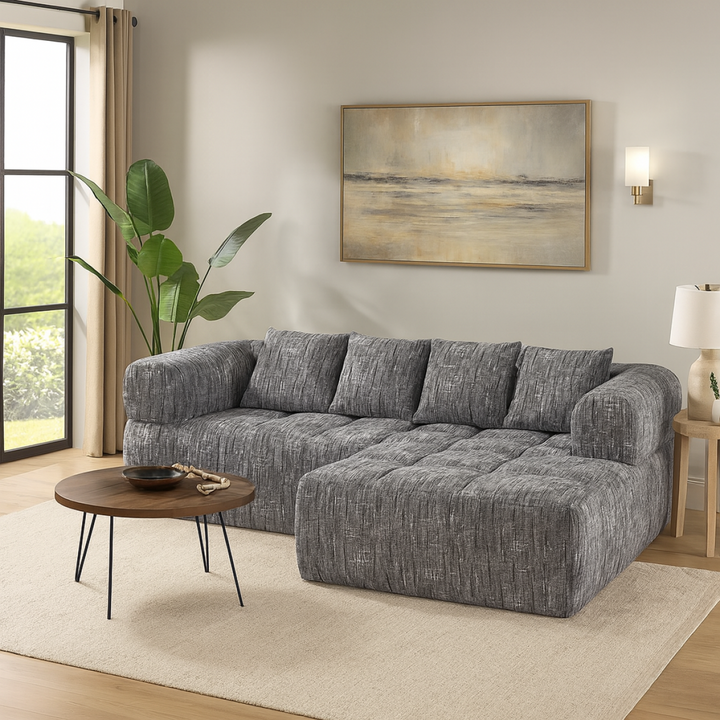 Caldris Modern Compression Sectional Sofa with Pocket Coil & High-Density Foam Cushions