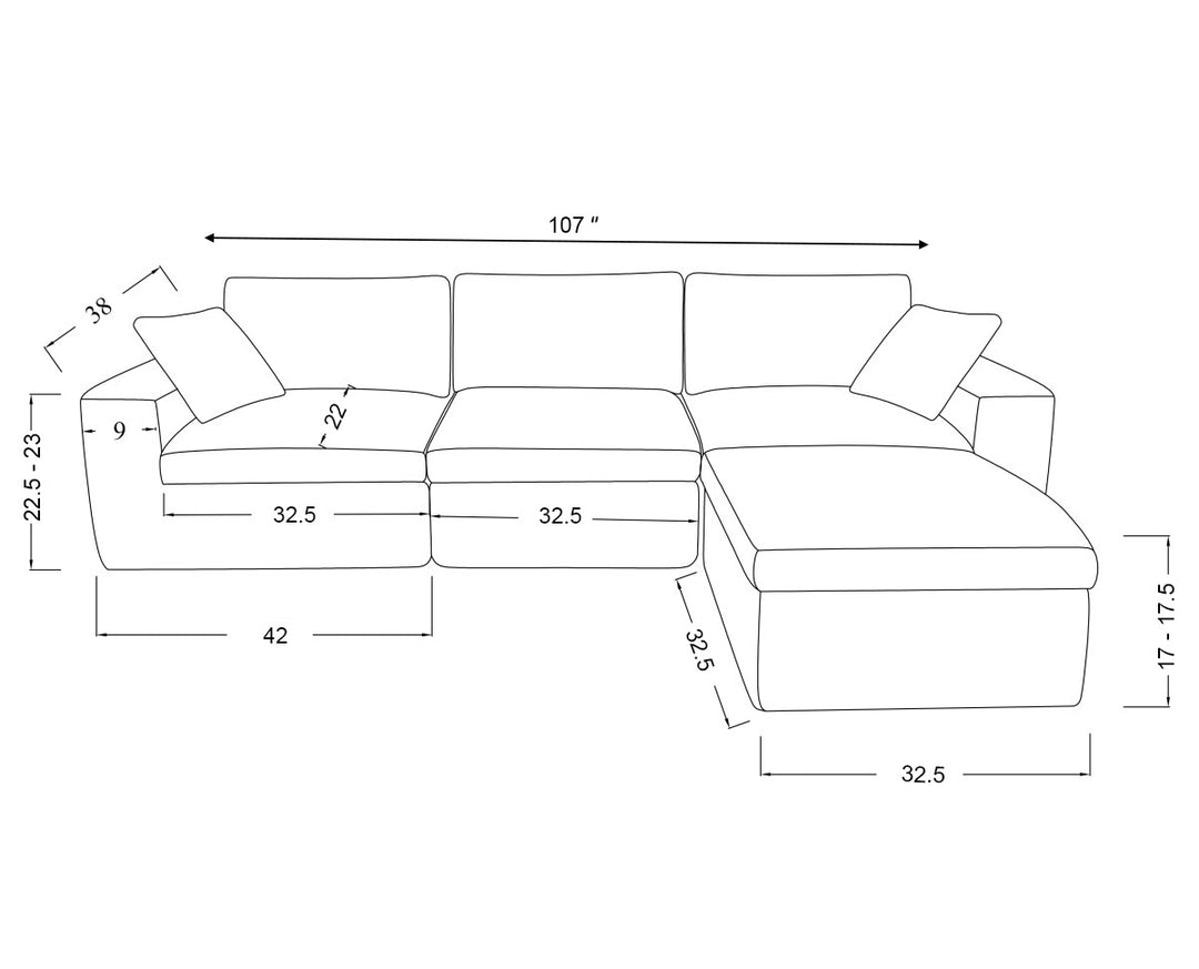 Elysian Sectional Sofa – Modern Luxury L Shape Design with Floating Ottoman, High Density Comfort Seating and Premium Fabric Upholstery