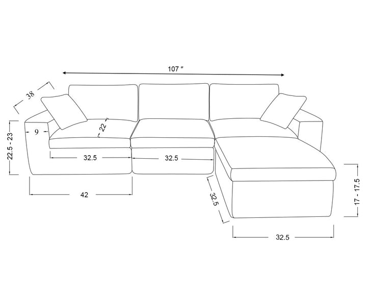 Elysian Sectional Sofa – Modern Luxury L Shape Design with Floating Ottoman, High Density Comfort Seating and Premium Fabric Upholstery