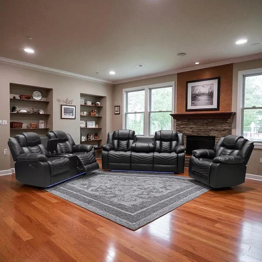 Orion Recliner Set – Recliner Chair, Loveseat & Sofa with Manual Recline and LED Lighting