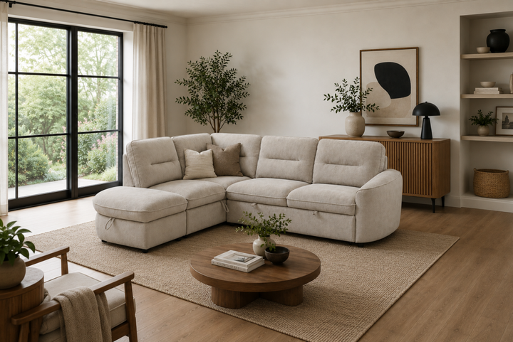 Elmstead Sectional Sleeper Sofa Bed with Pull-Out Bed, Hidden Storage and Premium Velvet Upholstery