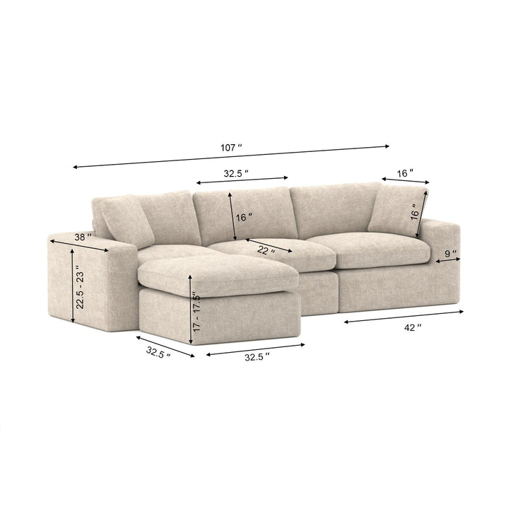 Sovereign Sectional Sofa – Modern Luxury L Shape Design with Floating Ottoman and High Density Comfort Seating