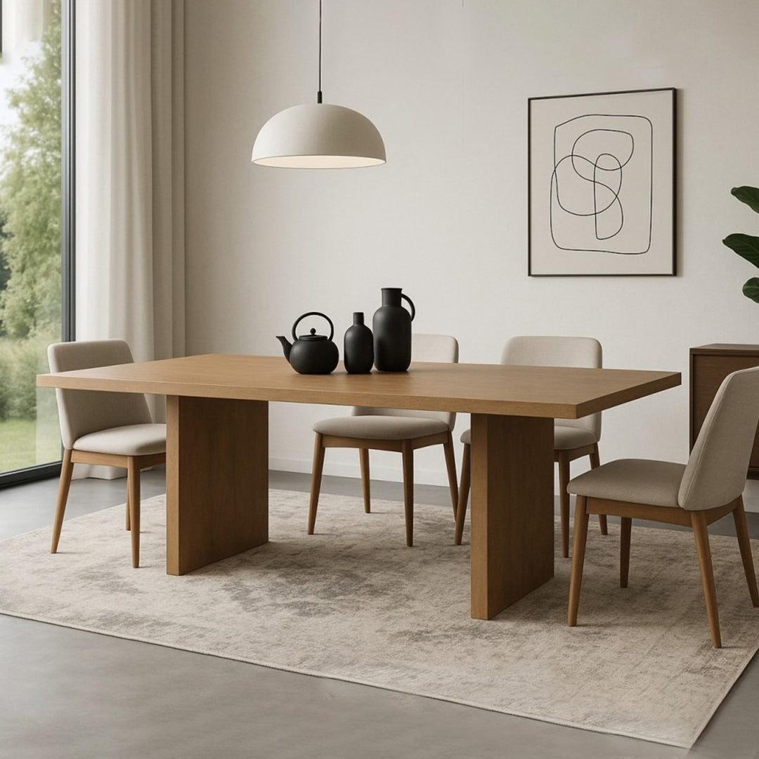 Hudson Solid Wood Dining Table with Architectural Base | Modern Rectangular Contemporary Design