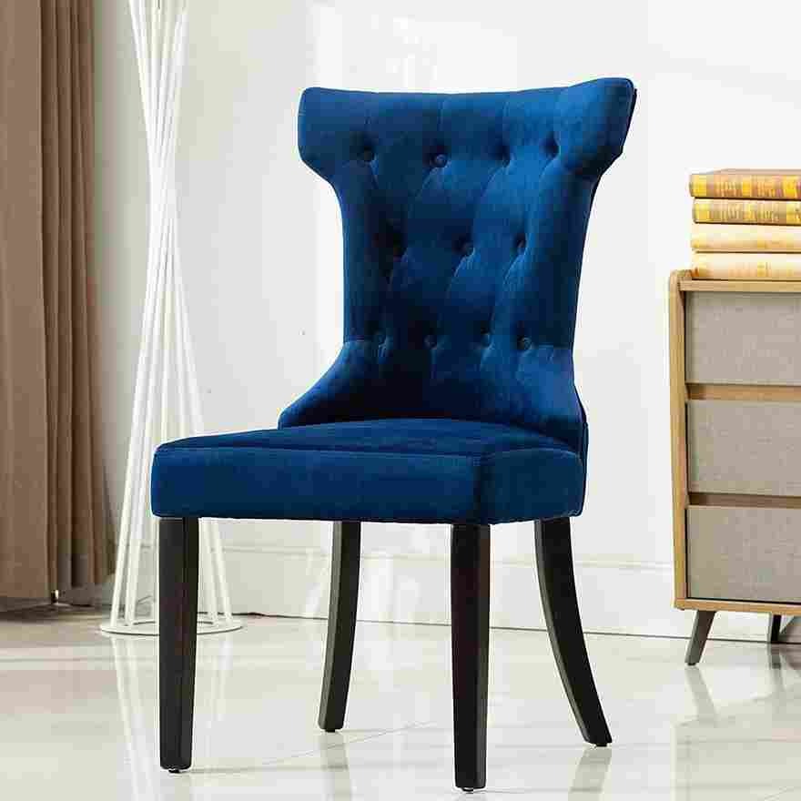 Ophelia Luxe Velvet Accent Chair with Tufted Back and Wooden Legs – Timeless Elegance for Your Home