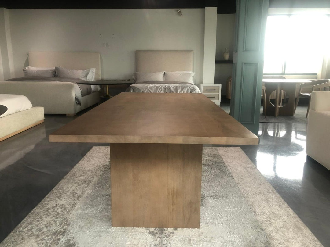 Hudson Solid Wood Dining Table with Architectural Base | Modern Rectangular Contemporary Design