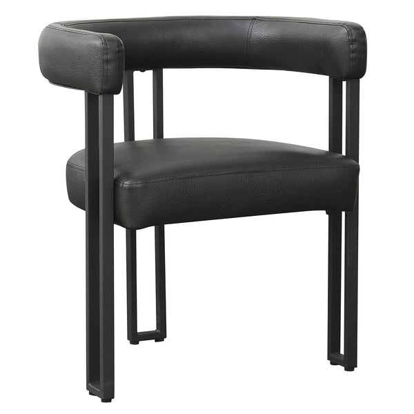 Avenza Dining Side Chair – Set of 2 Contemporary Matte Black Faux Leather Upholstered Chairs with Black Metal Frame