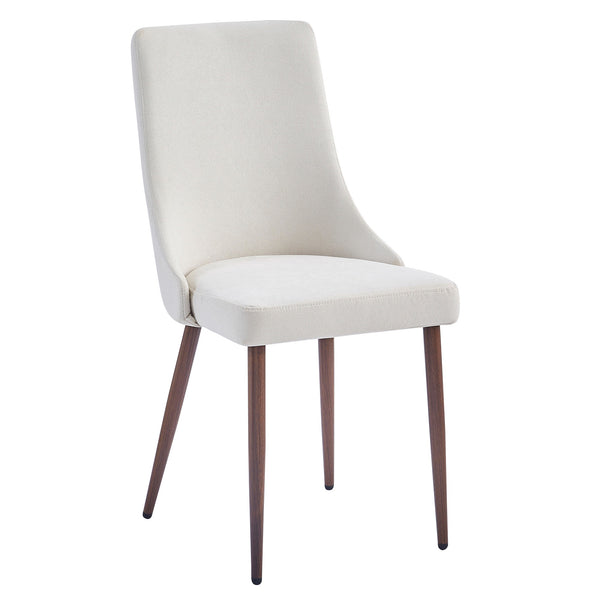 Delvaro Mid-Century Modern Chair – Set of 2 Curved Wood Frame Fabric Upholstered Chairs with Walnut Finish Metal Legs