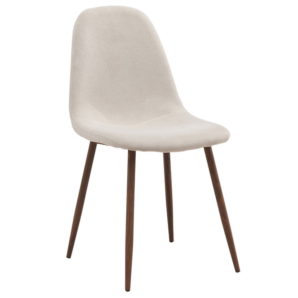 Eltravo Mid-Century Modern Chair – Set of 4 Curved Wood Frame Fabric Upholstered Chairs with Walnut Finish Metal Legs