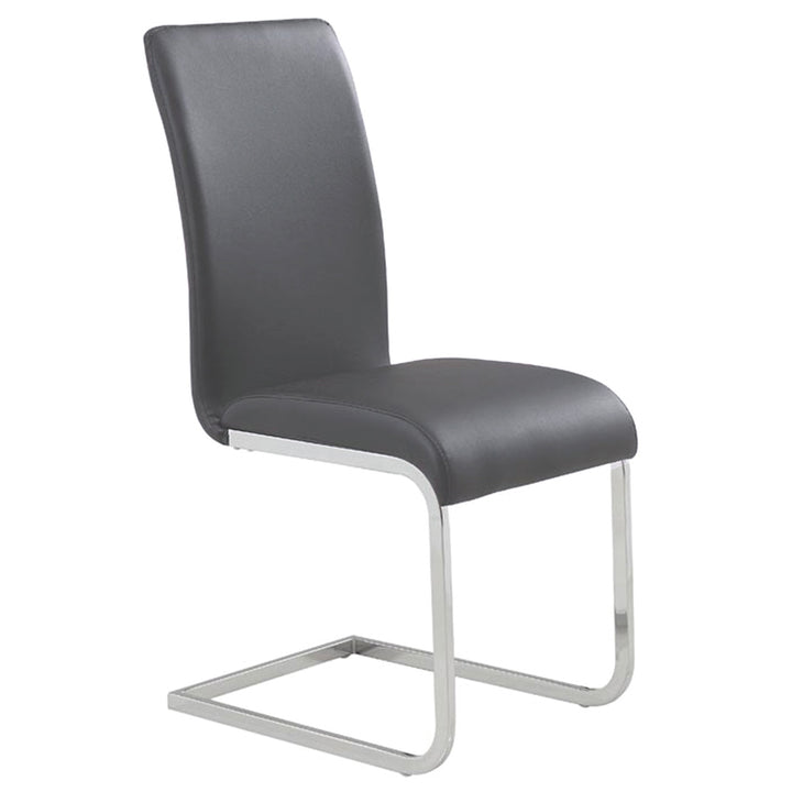 Raventra Contemporary Dining Chair – Set of 2 C-Shape Base Chrome Metal Frame Upholstered Chairs