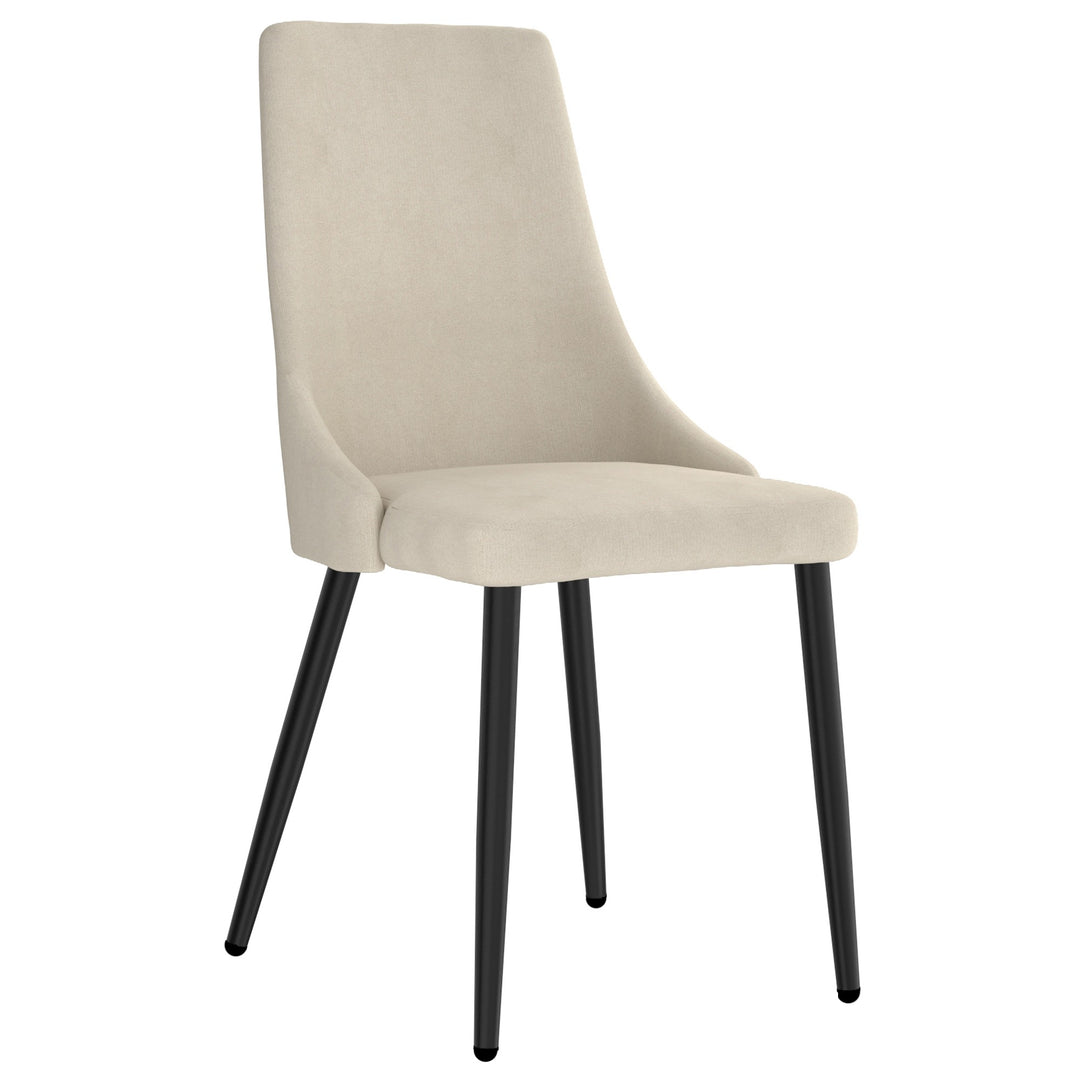 Novalith Mid-Century Modern Chair – Set of 2 Curved Wood Frame Fabric Upholstered Chairs with Matte Black Metal Legs