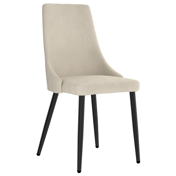 Novalith Mid-Century Modern Chair – Set of 2 Curved Wood Frame Fabric Upholstered Chairs with Matte Black Metal Legs