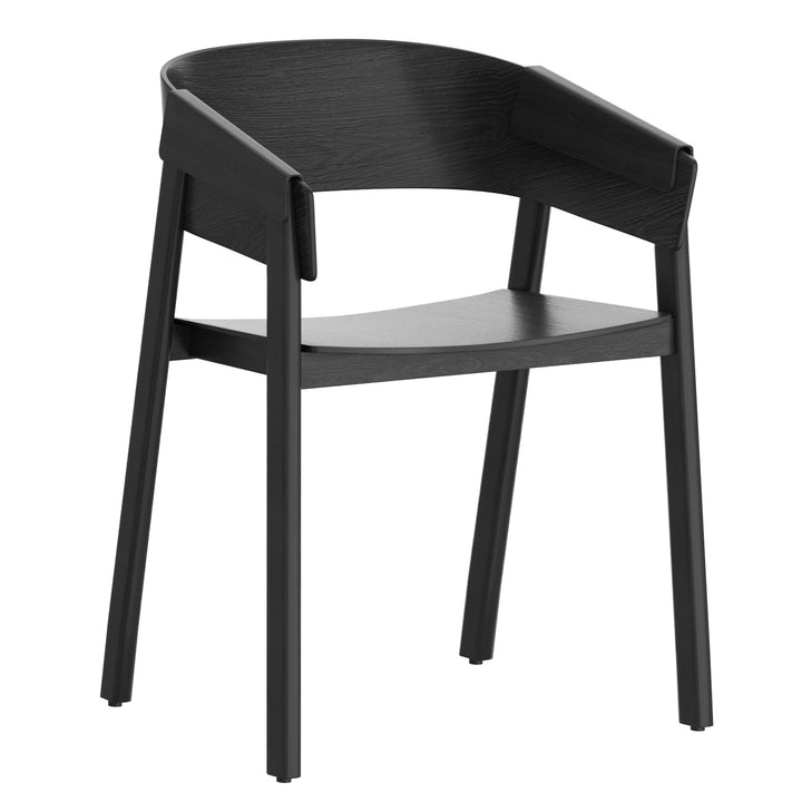 Renova Mid-Century Modern Solid Oak Dining And Lounge Chair, Black Finish (Set of 2)